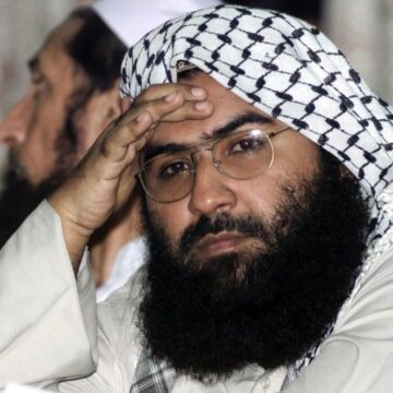 Maulana Masood Azhar, head of Pakistan's militant Jaish-e-Mohammad party, attends a pro-Taliban conference organised by the Afghan Defence Council in Islamabad