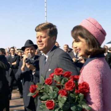 JFK and Jackie Kennedy arrive in Dallas,